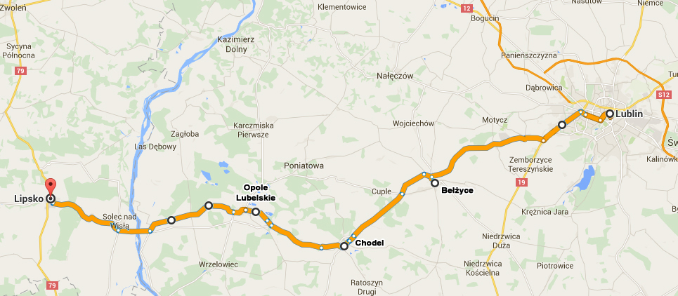 Lipsko - Lublin mapa